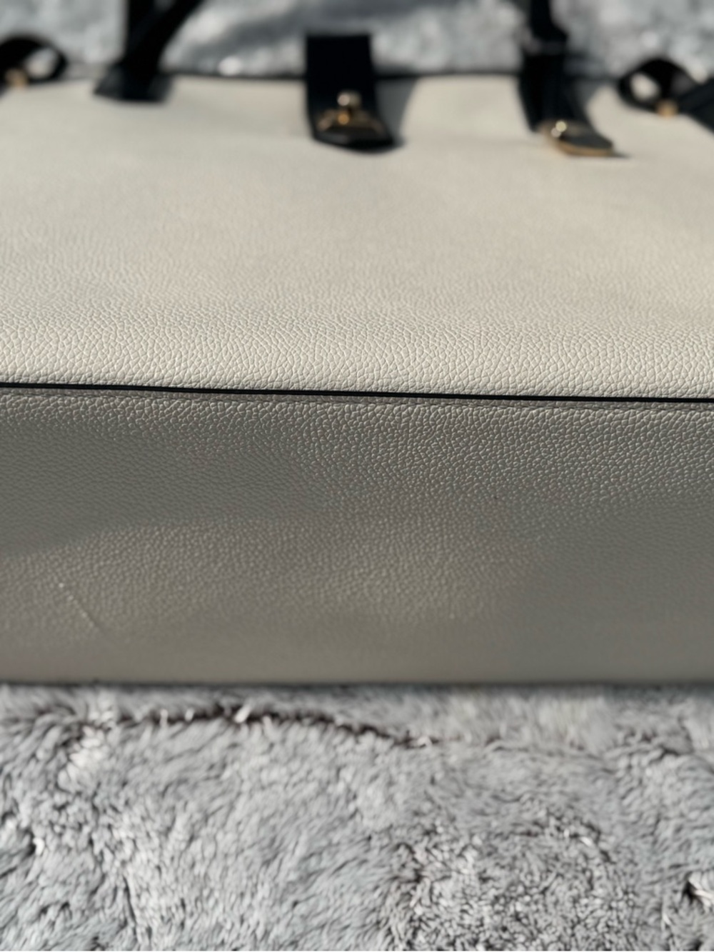 Michael Kors Black & Cream Leather Satchel Tote - Picture 2 of 6